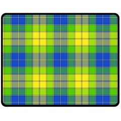 Spring Plaid Yellow Blue And Green Double Sided Fleece Blanket (medium) 