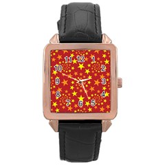 Star Stars Pattern Design Rose Gold Leather Watch 