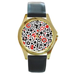 Square Objects Future Modern Round Gold Metal Watch by BangZart