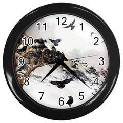 Birds Crows Black Ravens Wing Wall Clocks (black) by BangZart