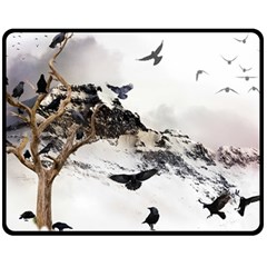 Birds Crows Black Ravens Wing Double Sided Fleece Blanket (medium) 