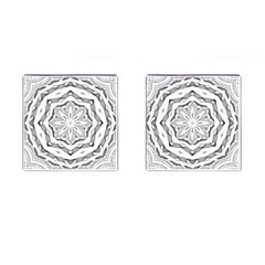 Mandala Pattern Floral Cufflinks (square) by BangZart