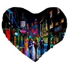 Abstract Vibrant Colour Cityscape Large 19  Premium Heart Shape Cushions