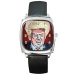 Donald Trump Pop Art President Usa Square Metal Watch Front
