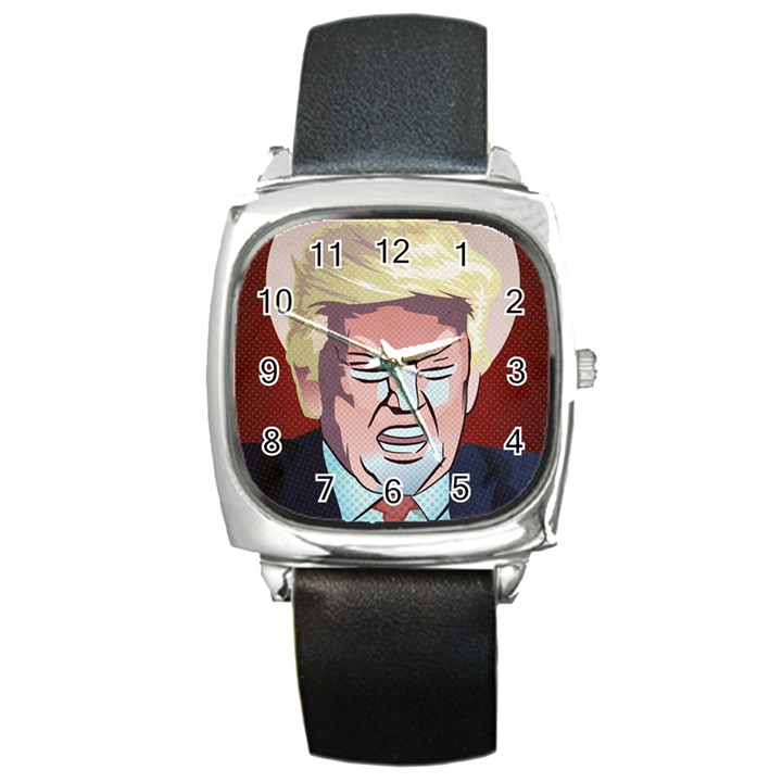 Donald Trump Pop Art President Usa Square Metal Watch