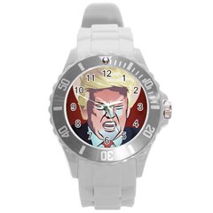 Donald Trump Pop Art President Usa Round Plastic Sport Watch (l) by BangZart