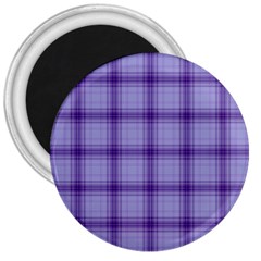 Purple Plaid Original Traditional 3  Magnets