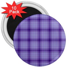 Purple Plaid Original Traditional 3  Magnets (10 pack) 