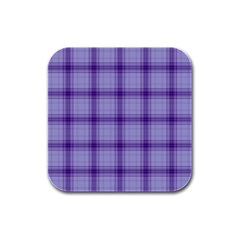 Purple Plaid Original Traditional Rubber Square Coaster (4 pack) 