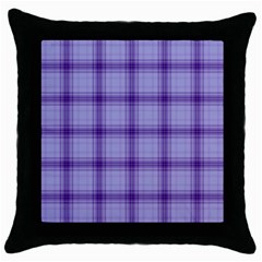 Purple Plaid Original Traditional Throw Pillow Case (Black)