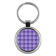 Purple Plaid Original Traditional Key Chains (Round) 