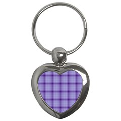 Purple Plaid Original Traditional Key Chains (Heart) 