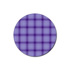 Purple Plaid Original Traditional Rubber Coaster (Round) 