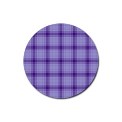 Purple Plaid Original Traditional Rubber Round Coaster (4 pack) 