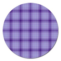 Purple Plaid Original Traditional Magnet 5  (Round)