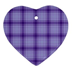 Purple Plaid Original Traditional Heart Ornament (Two Sides)