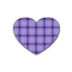 Purple Plaid Original Traditional Heart Coaster (4 pack) 