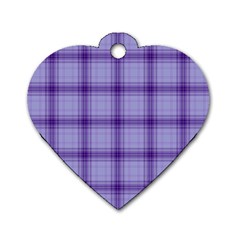 Purple Plaid Original Traditional Dog Tag Heart (Two Sides)