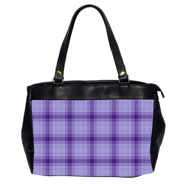 Purple Plaid Original Traditional Office Handbags (2 Sides) 