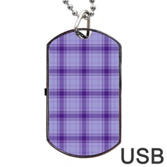 Purple Plaid Original Traditional Dog Tag USB Flash (One Side)