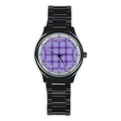 Purple Plaid Original Traditional Stainless Steel Round Watch