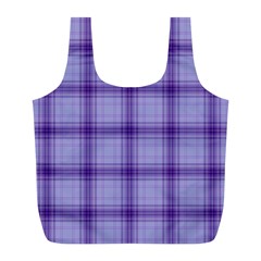 Purple Plaid Original Traditional Full Print Recycle Bags (L) 