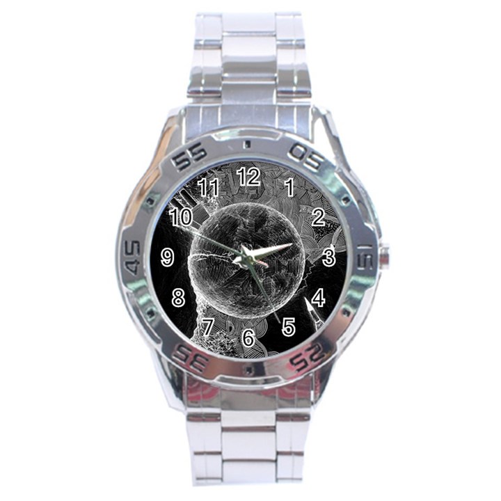 Space Universe Earth Rocket Stainless Steel Analogue Watch