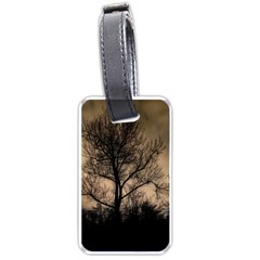 Tree Bushes Black Nature Landscape Luggage Tags (one Side)  by BangZart
