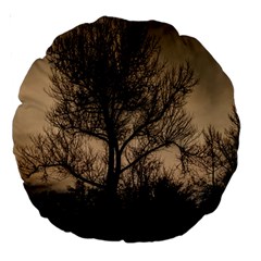 Tree Bushes Black Nature Landscape Large 18  Premium Round Cushions by BangZart