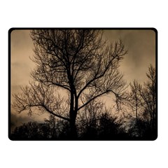 Tree Bushes Black Nature Landscape Double Sided Fleece Blanket (small) 