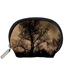 Tree Bushes Black Nature Landscape Accessory Pouches (small) 