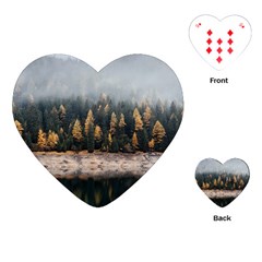 Trees Plants Nature Forests Lake Playing Cards (heart)  by BangZart