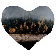 Trees Plants Nature Forests Lake Large 19  Premium Heart Shape Cushions