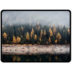 Trees Plants Nature Forests Lake Double Sided Fleece Blanket (large) 