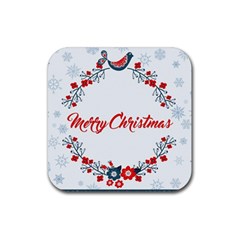 Merry Christmas Christmas Greeting Rubber Coaster (square)  by BangZart