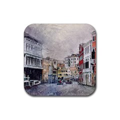 Venice Small Town Watercolor Rubber Coaster (square)  by BangZart