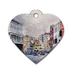 Venice Small Town Watercolor Dog Tag Heart (two Sides) by BangZart