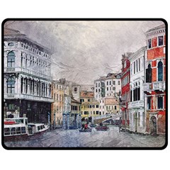 Venice Small Town Watercolor Double Sided Fleece Blanket (medium) 