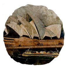 Sydney The Opera House Watercolor Large 18  Premium Round Cushions