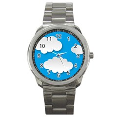 Clouds Sky Background Comic Sport Metal Watch by BangZart