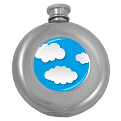 Clouds Sky Background Comic Round Hip Flask (5 Oz) by BangZart