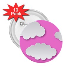 Clouds Sky Pink Comic Background 2 25  Buttons (10 Pack)  by BangZart