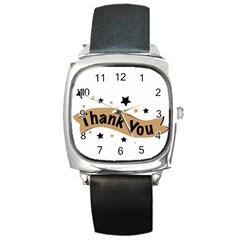 Thank You Lettering Thank You Ornament Banner Square Metal Watch