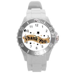 Thank You Lettering Thank You Ornament Banner Round Plastic Sport Watch (l) by BangZart