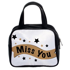 Lettering Miss You Banner Classic Handbags (2 Sides) by BangZart