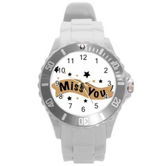 Lettering Miss You Banner Round Plastic Sport Watch (l) by BangZart