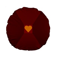 Heart Red Yellow Love Card Design Standard 15  Premium Round Cushions