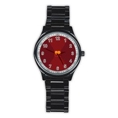 Heart Red Yellow Love Card Design Stainless Steel Round Watch