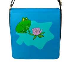 Frog Flower Lilypad Lily Pad Water Flap Messenger Bag (l) 