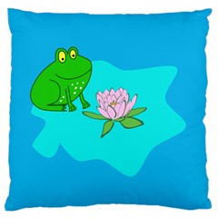 Frog Flower Lilypad Lily Pad Water Large Flano Cushion Case (two Sides)